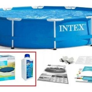 Набор!!! Каркасный бассейн Intex 366х76см, с тентом и альгитинн, арт. 28210 в наборе