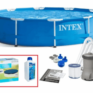 Набор!!! Каркасный бассейн Intex 305x76см с фильтр-насосом 1250 л/ч, тентом и альгитинн, арт. 28202 в наборе