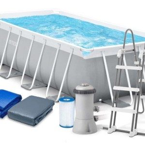 Каркасный бассейн Intex 26792 с фильтр-насосом на 3785 л/ч, лестницей, тентом, подложкой, 488х244х107 см